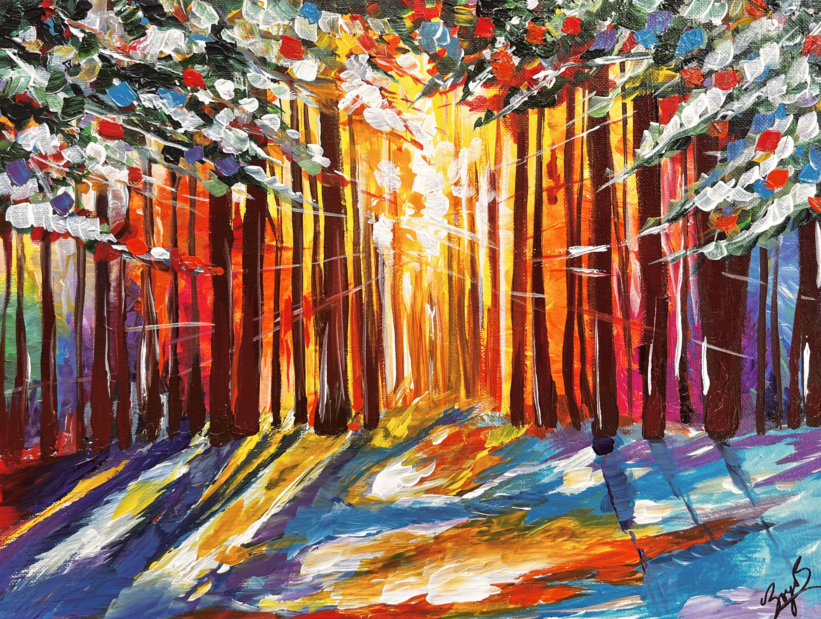 Winter Sunrise Painting